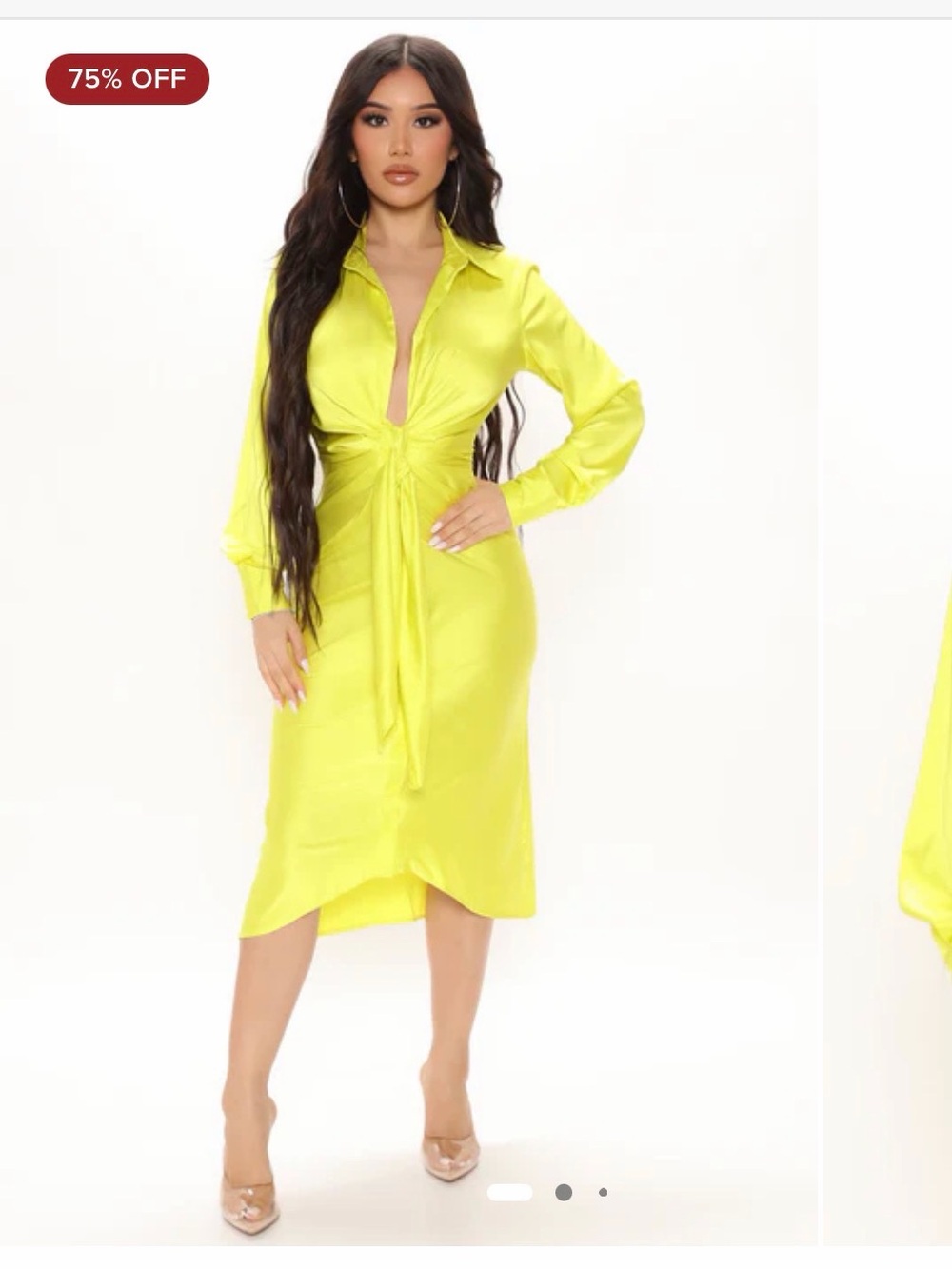 Fashion Nova Jaden Satin Shirt Dress NWT